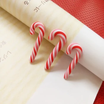 CNIM Karšto 50Pcs Raudonos Ir Baltos spalvos Rankų darbo Kalėdų Saldainiai Cukranendrių Kawaii Miniatiūrinės Maisto Lėlių Namų Dekoro Molio Candy Cane