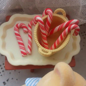 CNIM Karšto 50Pcs Raudonos Ir Baltos spalvos Rankų darbo Kalėdų Saldainiai Cukranendrių Kawaii Miniatiūrinės Maisto Lėlių Namų Dekoro Molio Candy Cane