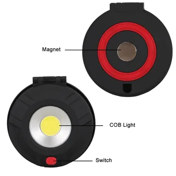 COB LED Darbo Lempa, 8 Raudona Šviesa+COB Baltos Šviesos LED Žibintuvėlis Magnetas Darbo, Šviesos, Žibintuvėlis, Maitinamas AAA Lauko