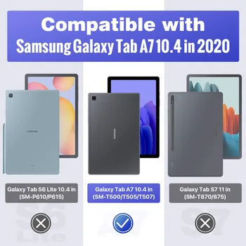 Case for Samsung Galaxy Tab A7 10.4 Colių (SM-T500/505/507),viso Kūno Sunku Galinį Dangtelį 90 Laipsnių Besisukančių Reguliuojamas Stovo Dangtelis
