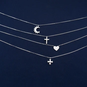 Cheny s925 sterlingas sidabro rugsėjo naujos mados paprastas kompaktiškas kryžiaus love moon keturių lapų dobilų pakabukas karoliai moteris