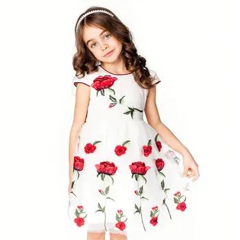 Childdkivy Rose Siuvinėjimo Merginos Princesė Suknelė 2019 Vaikų Vasaros Suknelė Mergaitėms 4-12 Metų Vaikams Šalis Suknelė Drabužius