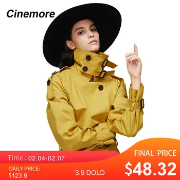 Cinemore 2020 Naują atvykimo rudenį viršuje tranšėjos paltai moterims dvigubo breasted ilgai viršutiniai lady aukštos kokybės paltas moterims 9003