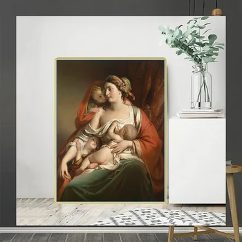 Citon Friedrich von Amerling《Mama ir vaikai》Drobė, Aliejus, Tapyba Meno kūrinius Plakato Nuotrauką Šiuolaikinės Sienų Dekoras Namų Puošybai
