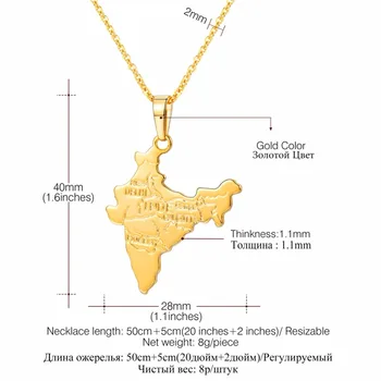 Collare Indijos Žemėlapiai, Papuošalai, Vyrų Induistų Pakabučiai Žemėlapis Dovanų Aukso Spalvos Indijos Respublikos Karoliai Moterų P645