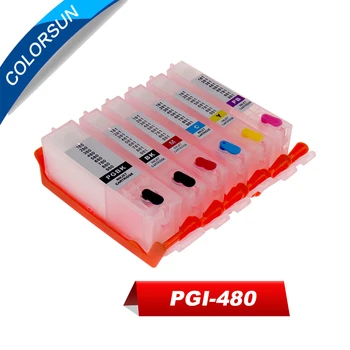 Colorsun 6 spalvų Daugkartiniai PGI480 SGN-480 CLI-481 rašalo kasetė Canon PIXMA TS8140 TS9140 rašalo kasetė su LANKU žetonų