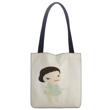 Custom Yoshitomo Nara spausdinimo pečių maišą canvas tote maišą pirkinių kelionių knyga rankinėje logotipą