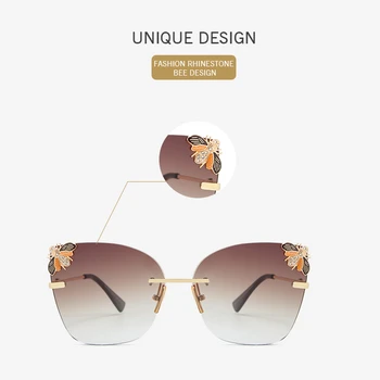 DENISA Prabangos Prekės Taškus Bičių Akiniai nuo saulės Moterims 2019 Italijos Dizaineris Naujas Mados Cat Eye Akiniai nuo saulės Ponios UV Apsauga G31259