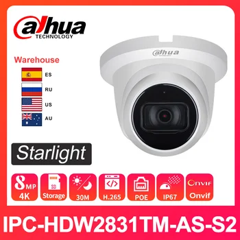 Dahua Originalus IPC-HDW2831TM-KAIP-S2 8MP 4K HD IP vaizdo Kamera su PoE IR 30m WDR IP67 H. 265 Mic IVS Kameros CCTV Saugumo Camara webkamerą