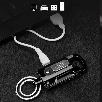 Daugiafunkcis Metalo Elektroninių Lengvesni LED Key chain Cigarečių Turbo Žiebtuvėliai Butelio Atidarytuvas USB Įkrovimo Lauko Išgyvenimo Įrankis