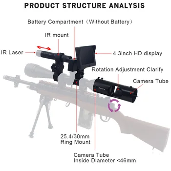Daugiafunkcis lauko medžioklės Taktinis skaitmeninis Infraraudonųjų spindulių naktinio matymo riflescope su 720P video įrašymo super anti-shock