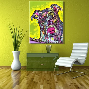 Dažų numeris meno tapybos numeriai šuo Būti maištingas su spalva, abstraktus Puikus Miegamojo dekoratyviniais kabo tapybos žinynas