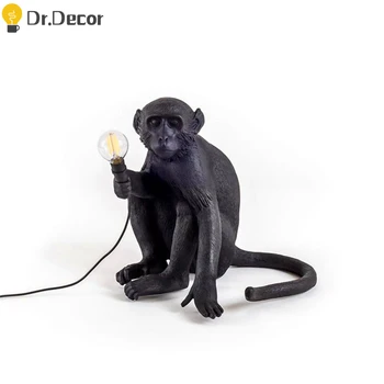 Derva LED Beždžionė Lempos American Vintage Stalo Lempa Kanapių Virvė Kabo Lempa 7Color Loft Pramonės Namų Dekoro Lentelė Žibintas Šviestuvas