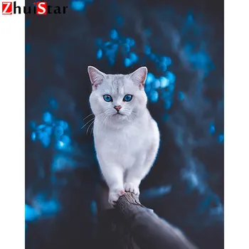 Diamond siuvinėjimo 5d diamond tapybos kvadratiniu Mielas mėlynakis katė mozaikos pardavimas, mezgimo reikmenys apdailos WHH