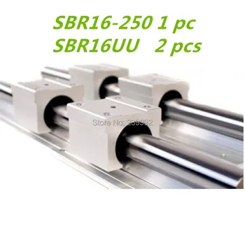 Didmeninė 1 vnt SBR16-L250mm linijinis vadovas,+2 vnt SBR16UU linijinis guolis blokas CNC Dalys