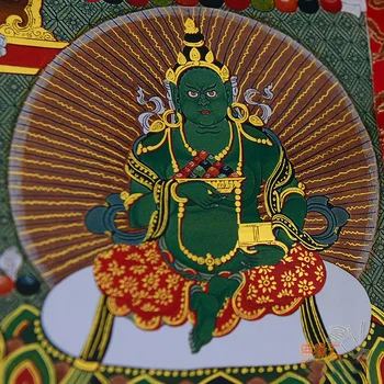 Didmeninė Budistų reikmenys-120CM DIDELIS--Budizmo MENO šilko Penki Dievo turtų Jambhala Buda Thang-ga Thangka Buda tapyba