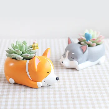 Didmeninė Mini šuo Kaktusas Sodinamoji Puodai animacinių filmų gyvūnų Sultingi turėtojas stalas Augalų, gėlių vazonas Bonsai Mažas kaktusas Vazonas