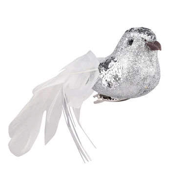 Dirbtinis Paukštis Gyvas Plunksnuočių Dirbtinių Paukščių Klipą Kalėdų Eglutės Lauke, Sodas Vestuvių Dekoravimas Ornamentas 