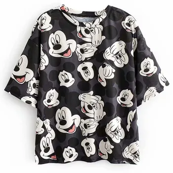 Disney Mickey Mouse Liūtas Karalius Simba Nala Donaldas, Daisy Duck Animacinių Filmų Spausdinti Moterys T-Shirt O-Kaklo Trumpomis Rankovėmis Medvilnė Tee Viršūnės