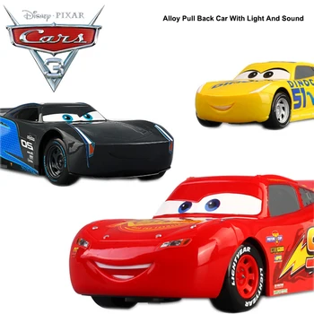 Disney Pixar Cars 3 Lieti Traukti Atgal Automobilį Su Šviesos Ir Garso Žaibas McQueen Juoda Audra Jackson Automobilių Žaislai Berniukui Gimtadienio Dovana