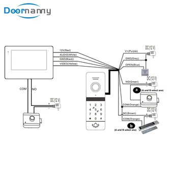 Doornanny 4Wired Vieną įrenginį, Vaizdo Domofonas Sistema Su Spyna Lauko Skambina Skydelis Vieno Vieneto Doorbell Su Užrakinimo Slaptažodžio