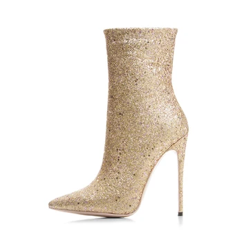Dovereiss Madingų Moterų Batai Žiemą naujas Elegantiškas Gryna spalva aukso, sidabro Užtrauktukas adatos (Stiletai) kulniukai batai seksualus, Trumpas, 33-43