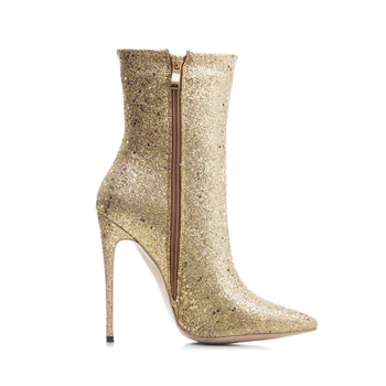 Dovereiss Madingų Moterų Batai Žiemą naujas Elegantiškas Gryna spalva aukso, sidabro Užtrauktukas adatos (Stiletai) kulniukai batai seksualus, Trumpas, 33-43