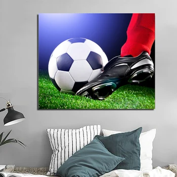 Drobės Spausdintos Futbolo Žaisti Sienos Nuotraukų, Plakatų ir grafikos Namų Puošybai Modernios Futbolo Sporto Sienos Meno Dekoratyvinis Nuotrauką