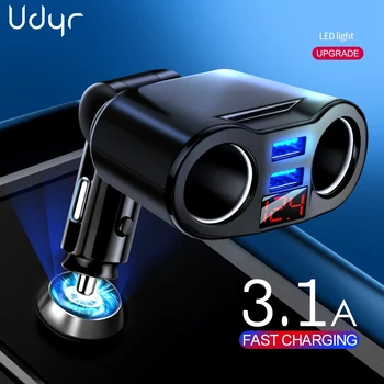 Dual 5V 3.1 USB Automobilinis Įkroviklis Greitai Digital Display & 2, Cigarečių Degiklio Lizdo Adapteris, Skirtas 