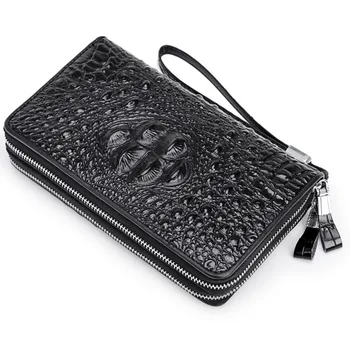 Dvigubas užtrauktukas Krokodilo modelis piniginės riešo maišelį karvės odos odos vyriški sankabos maišas natūralios odos vyrai Mobilųjį telefoną, krepšys, piniginė