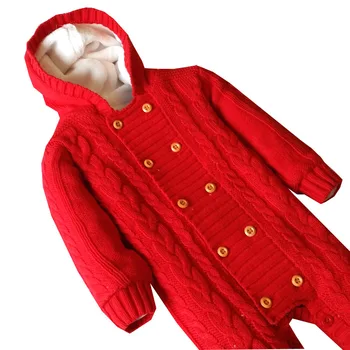 Dygsnio romper rudenį kūdikių drabužiai flanelė berniuko, žiemos onesie megzti romper kūdikių šiltas jumpsuit vilnos megztiniai unisex drabužiai