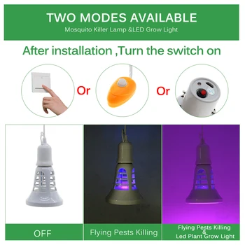 E27 LED Uodų Žudikas Lempos Augti Šviesos Augalų LED USB/Jungiklio Lemputė, Stabdžių Mousquito Lemputė 5V/220V LED Augalų Lempos Vabzdžių Gaudyklė