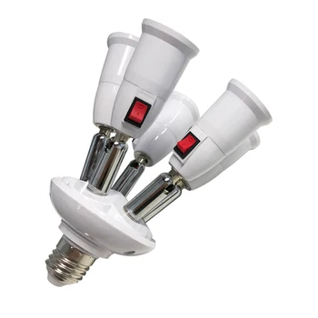 E27 Splitter su Jungikliu, 3/4 Galvutės Lempos Bazė Reguliuojamas LED Lemputės Laikiklio Adapteris Keitiklis Lizdas Lemputės Laikiklį