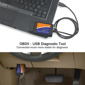 ELM 327 V1.5 ELM327 USB Jungiklis Ford Forscan ELMconfig Kodas Skaitytojas OBD2 Skaneris PIC18F25K80 Automobilių Diagnostikos Įrankis HS MS GALI GALI