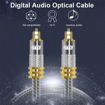 EMK Aukščiausios Klasės OD8.0mm Spdif Optinis Kabelis paauksuoto Metalo Jungtis, Skaitmeninis Pluošto Optinis Toslink Audio kabelis 1m 1,5 m 2m 3m 5m