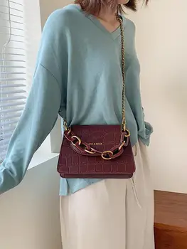 Elegantiška Moteriška Mini Nešti maišą 2020 Naujos Kokybės Odos Moterų Dizaineris Rankinės Krokodilo modelis Grandinės Petį Krepšys