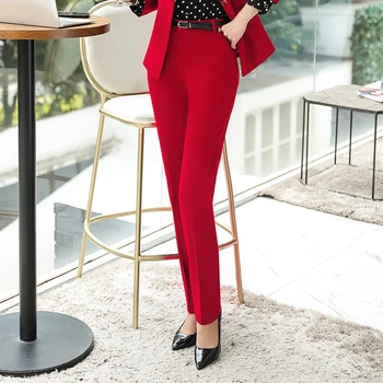 Elegantiškas Raudonas Oficialų OLIS Stilių Pieštuku Kelnės Moterims Verslą, Darbą, Dėvėti Plonas Klubų Madingi Liesas Moterų Antblauzdžiai Kelnės