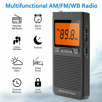 Esu Fm Oras Radijo Nešiojamų Pagalbos Kišenėje Radijas Mini Kišeninis Radijo Imtuvas Su Oro Įspėjimo NOAA AM FM Radijo Orai