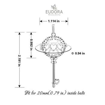 Eudora 18 mm Raktas Meksikos Bola Karoliai Bola Muzikos Nėštumo Narve Pakabukas su nuoroda Grandinės Moterų Fine Jewelry K234N18