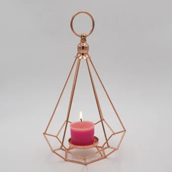 Europos Rose Gold Diamond Tealight Metalo Žvakių Laikiklis Stovėti Vestuves Namų Stalo Dekoras, Dovanos Sieniniai Šviestuvai