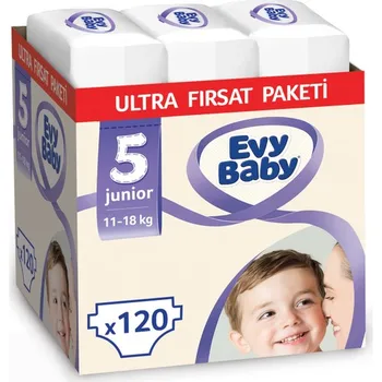 Evy Kūdikių Sauskelnės 5 Dydis Junior Ultra Proga Pakuotėje 120 Vnt.