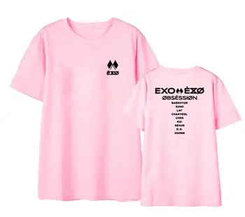 Exo 6 albumo manija visų valstybių pavadinimai spausdinti marškinėliai vasaros kpop o kaklo trumpomis rankovėmis exo t-shirt 4 spalvos