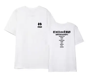 Exo 6 albumo manija visų valstybių pavadinimai spausdinti marškinėliai vasaros kpop o kaklo trumpomis rankovėmis exo t-shirt 4 spalvos