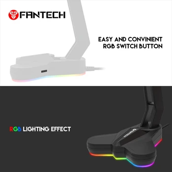 FANTECH AC3001S RGB Ausinių Stovėti Anti-Slydimo ir Bazės Yra Sunkinančių Multi-Funkcija, Ausinių Stovas(Juodas)
