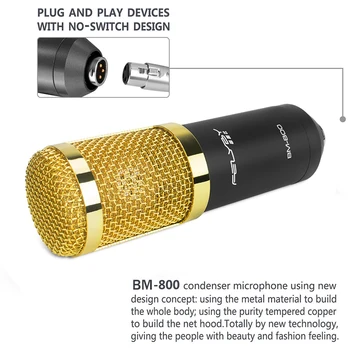FELYBY multi-funkcija live garso korta profesinės kondensatoriaus mikrofonas, bm800 kompiuterio karaoke tinklo transliacijų mikrofonas