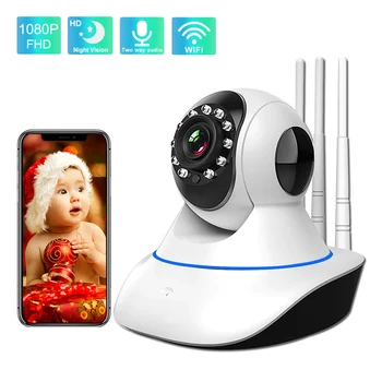 FHD 1080P IP Kamera, Wifi, Dviejų krypčių Garso Naktinis Matymas, Judesio Aptikimas Namų Apsaugos Kamera, Smart CCTV Kameros Kūdikio stebėjimo Kamera