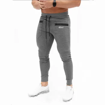 Fitness sport vyriškos kelnės tracksuit poilsiu sweatpants medvilnės užtrauktukas kišenėje atsitiktinis streetwear vyrų kelnės skinny pieštuku kelnės