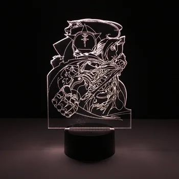 Fullmetal Alchemist 3D naktinė lempa APP Kontroliuoti Vaikų Miegamasis Dekoro USB Baterija Gimtadienio Dovana-Spalvinga Stalo Lempa