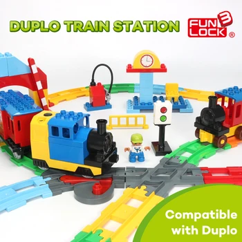 Funlock Duplo baterijomis, Žaislai Traukinio Trinkelių Rinkinys, skirtas Vaikams, sergantiems Kelio Geležinkelių Švietimo Žaislai Vaikams