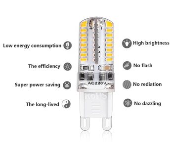 G9, LED Lempos 110V, 220V 3W Pritemdomi LED Lemputės G9 64LEDs 360 laipsnių Kukurūzų Šviesos SMD 3014 3000K 4000K Pakeisti 20W Halogeninė Lempa